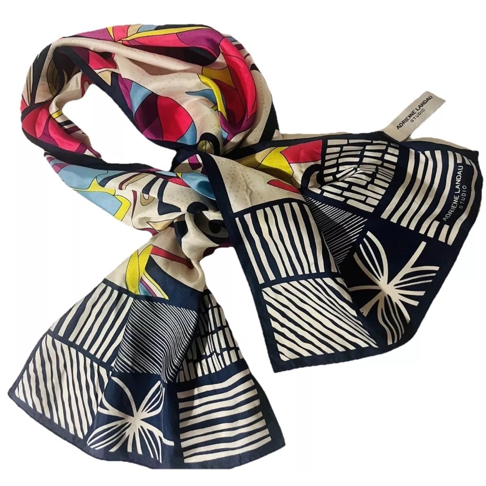 Adrienne Landau Studio  100% Silk Multicolor Long 11” x 52” Women’s Scarf